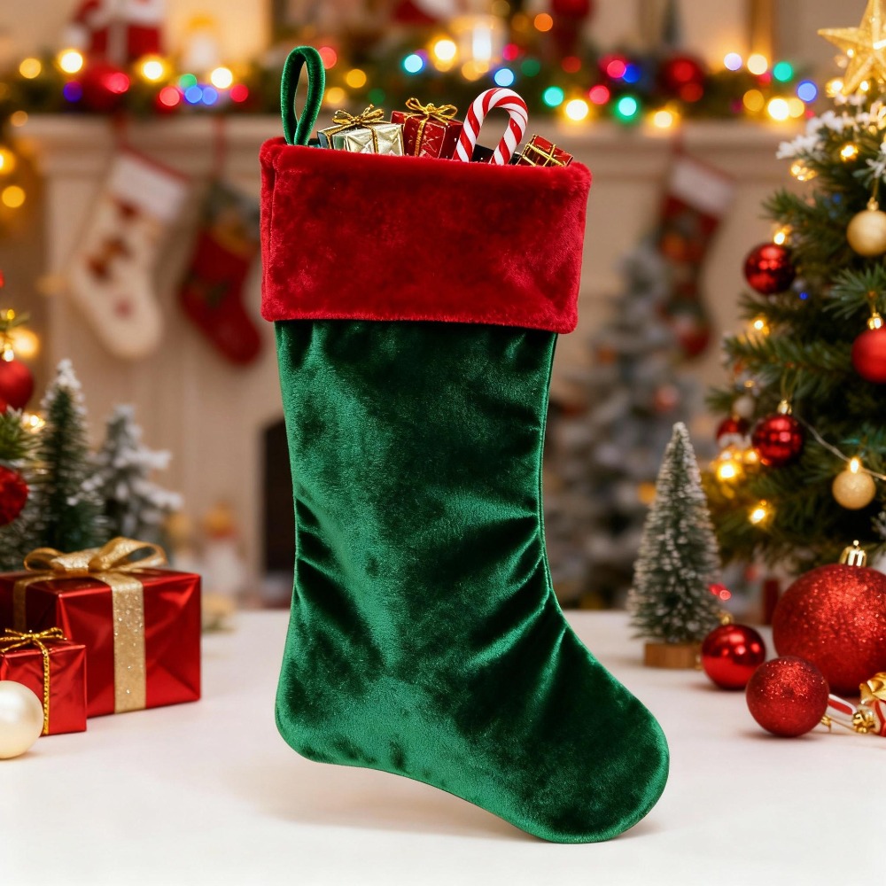 Meia de Natal de Veludo Vermel - Christmas Stocking Hanging avaliação e preço