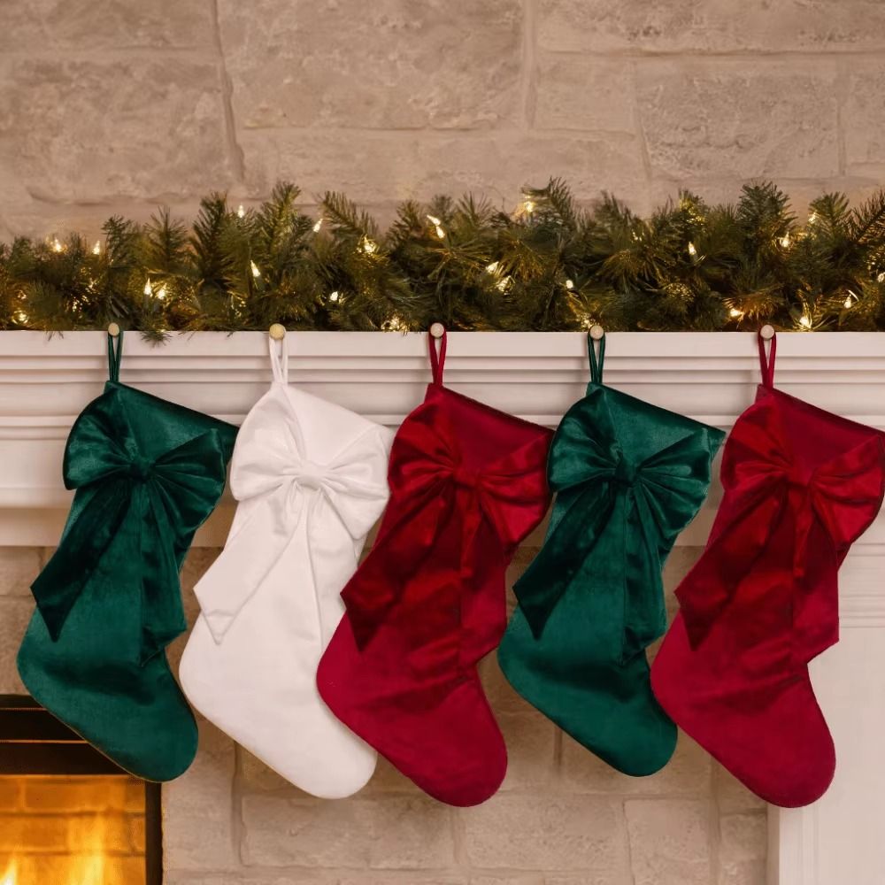 Meia de Natal de Veludo com Gr - Christmas Stocking Hanging avaliação e preço