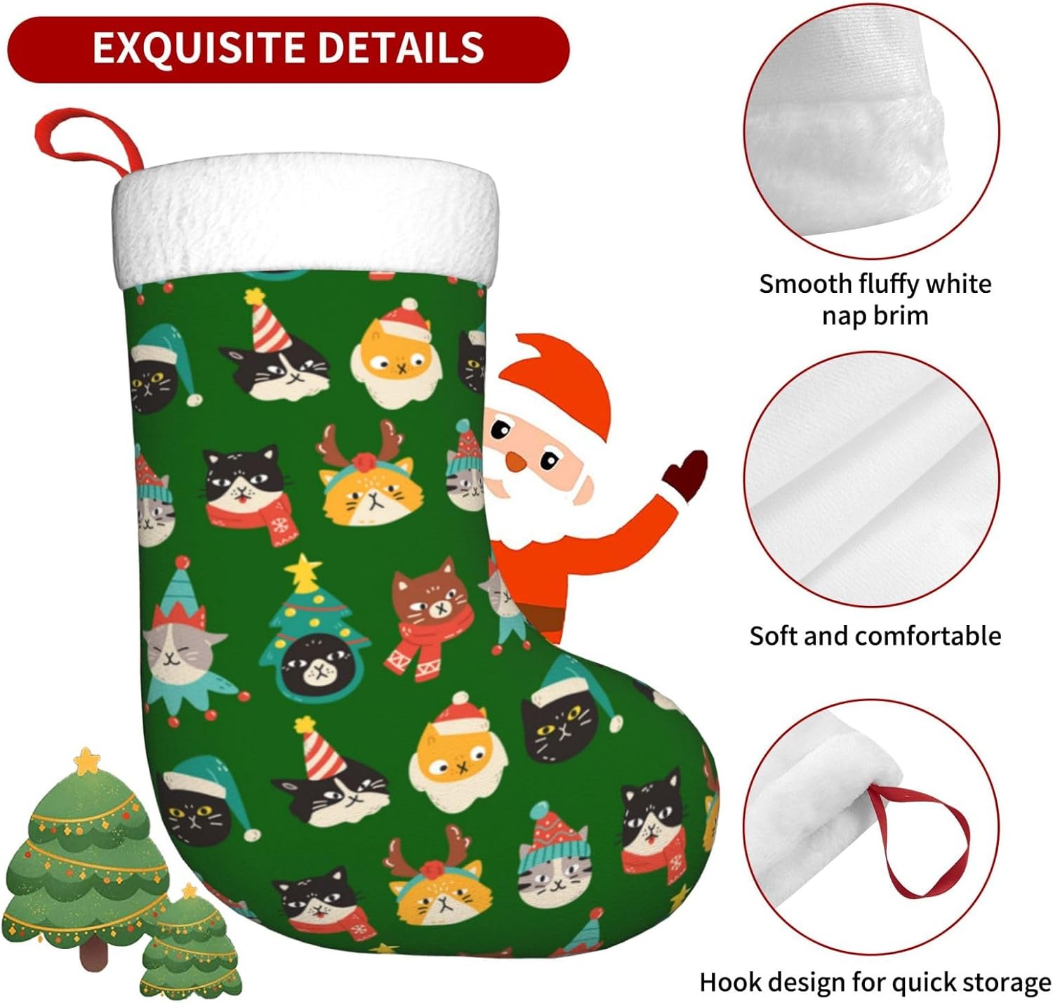 Gatos bonitos verde meias de n - Christmas Stocking Hanging avaliação e preço